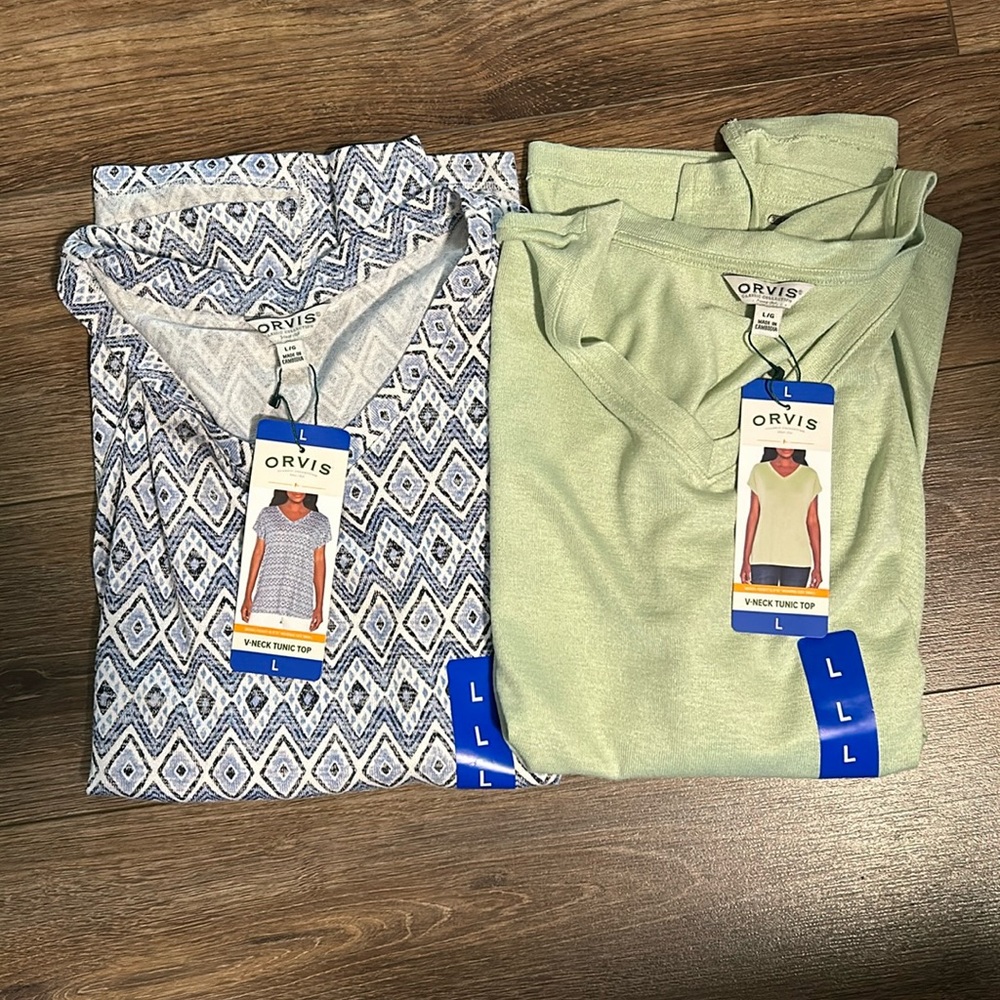 ORVIS women's v-neck tunic tops (TWO)